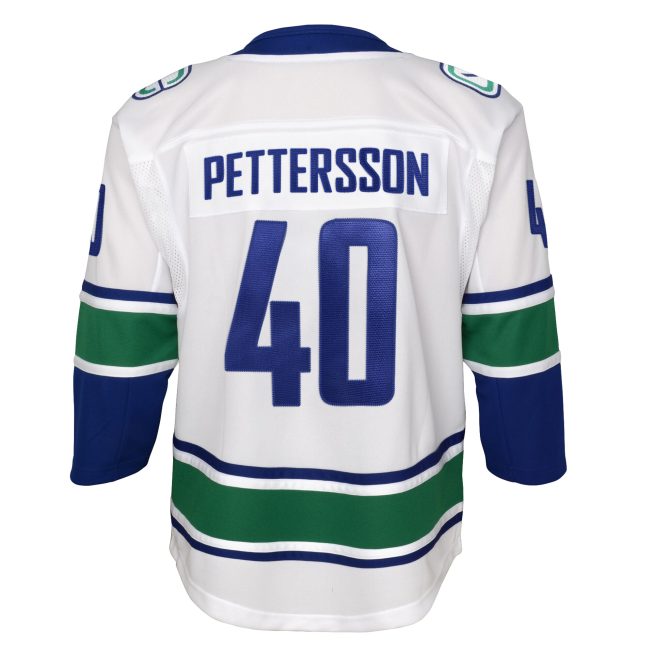 Elias Pettersson Vancouver Canucks Youth 2019/20 Away Premier Player Jersey - White - Image 3