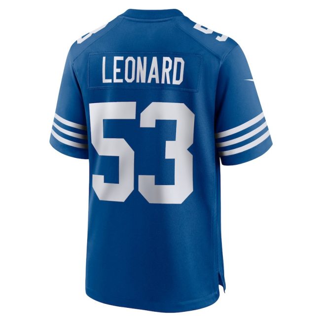 Shaquille Leonard 53 Indianapolis Colts Men Alternate Team Game Jersey - Royal - Image 3