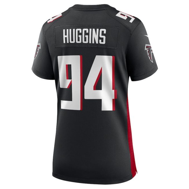 Albert Huggins 94 Atlanta Falcons Game Women Jersey - Black - Image 3