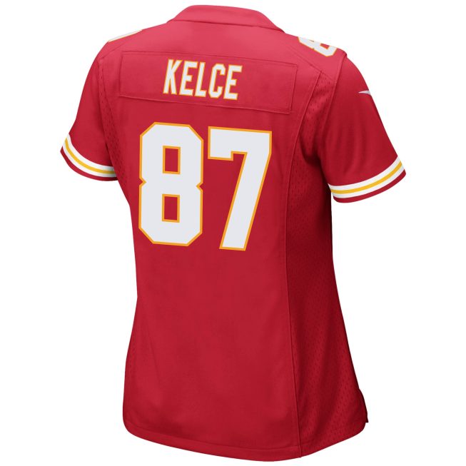 Travis Kelce 87 Kansas City Chiefs Super Bowl LVII Champions 3 Stars Women Game Jersey - Red - Image 2