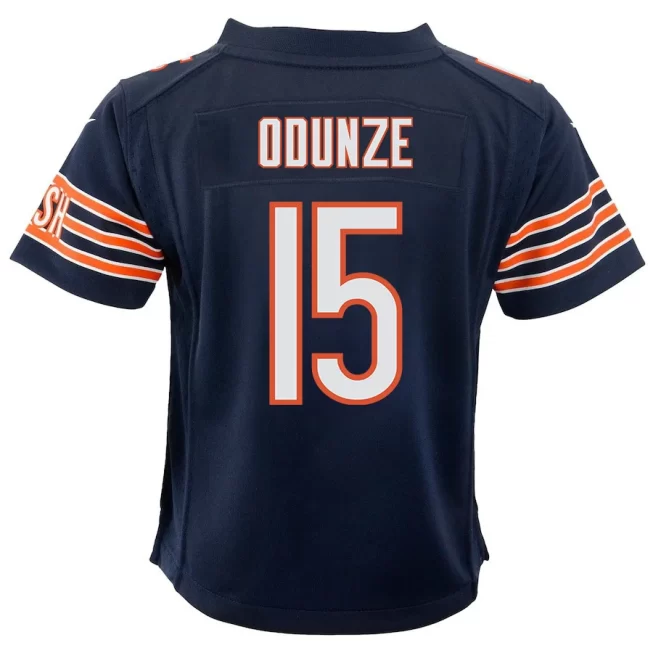 Rome Odunze 15 Chicago Bears 2024 Draft First Round Pick Player Game YOUTH Jersey - Navy - Image 3