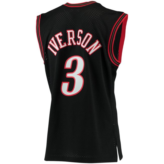 Allen Iverson Philadelphia 76ers Mitchell & Ness 2000/01 Big & Tall Hardwood Classics Swingman Jersey - Black - Image 3