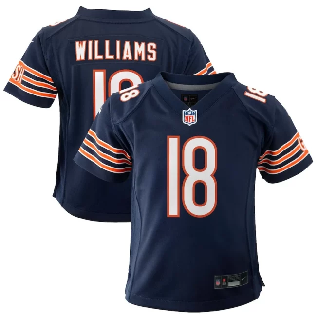 Caleb Williams 18 Chicago Bears 2024 Draft First Round Pick Player Game YOUTH Jersey - Navy