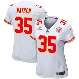 Jaylen Watson 35 Kansas City Chiefs Super Bowl LVIII Patch Game Women Jersey - White