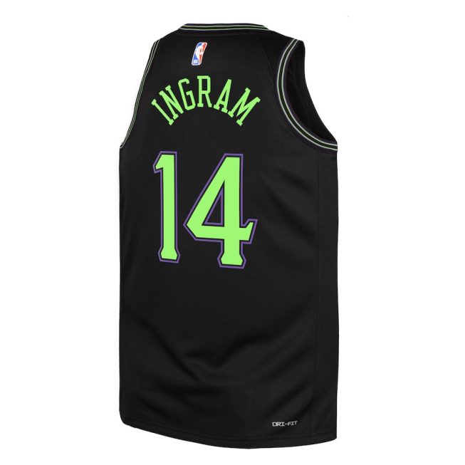 Brandon Ingram 14 New Orleans Pelicans 2023/24 City Edition Swingman YOUTH Jersey - Black - Image 3