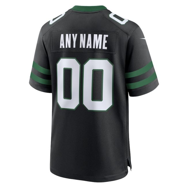 New York Jets Alternate Custom Game Men Jersey - Legacy Black - Image 3