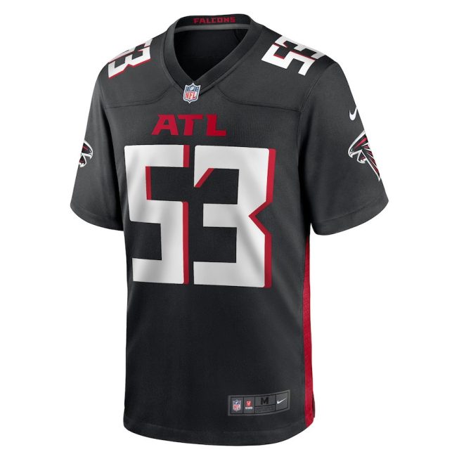 Nate Landman 53 Atlanta Falcons Game Men Jersey - Black - Image 2