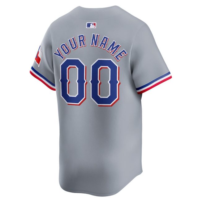 Texas Rangers Away Limited Custom Men Jersey - Gray - Image 3