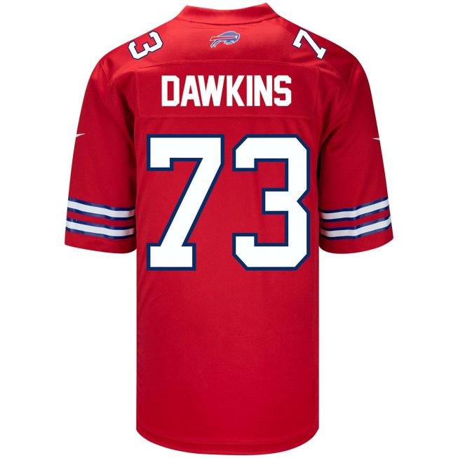 Dion Dawkins 73 Buffalo Bills Men Alternate Game Jersey - Red - Image 3