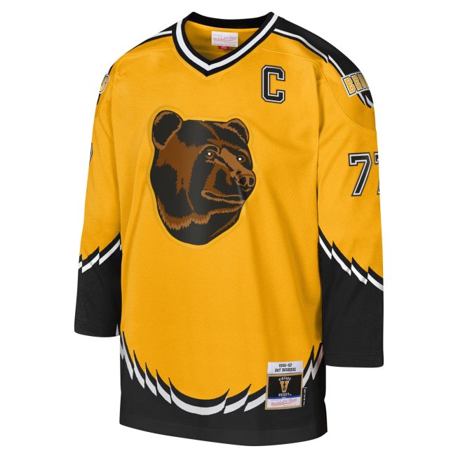 Ray Bourque Boston Bruins Mitchell & Ness Youth 1996-97 Blue Line Captain Patch Player Jersey - Gold - Image 2