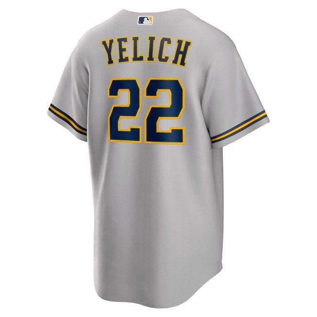 Christian Yelich Milwaukee Brewers Alternate Replica Player Jersey - Gray - Image 3