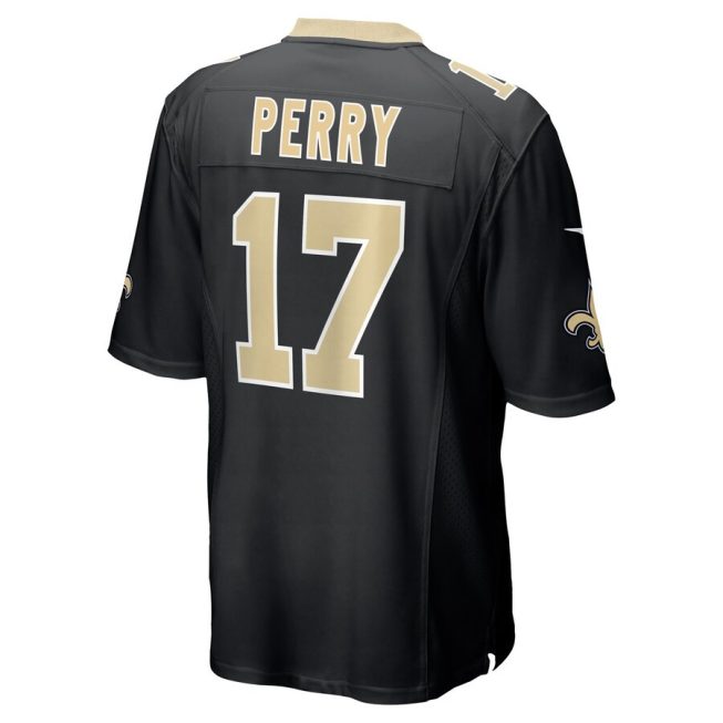 A.T. Perry 17 New Orleans Saints Men Team Game Jersey - Black - Image 3