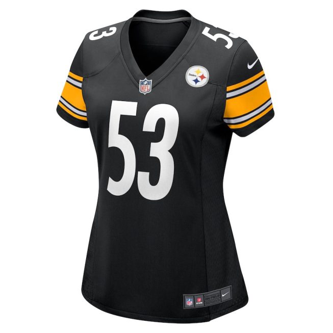 Kyron Johnson 53 Pittsburgh Steelers Game Women Jersey - Black - Image 2