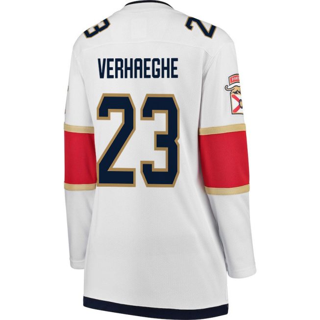 Carter Verhaeghe 23 Florida Panthers 2024 STANLEY CUP Final Women's Away Breakaway Jersey - White - Image 3