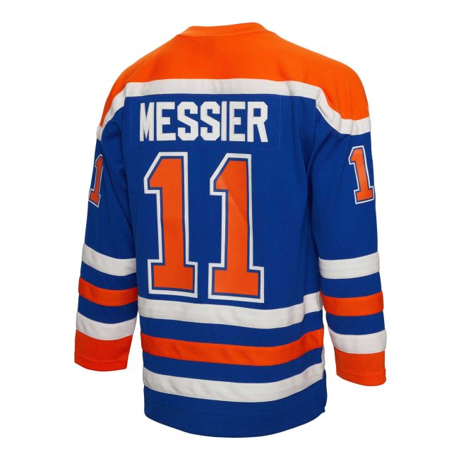 Mark Messier Edmonton Oilers Mitchell & Ness Alternate Captain Patch 1986/87 Blue Line Player Jersey - Royal - Image 3
