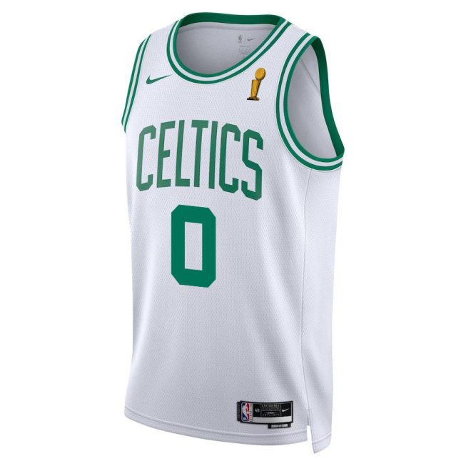 Jayson Tatum 0 Boston Celtics 2024 FINALS CHAMPIONS Swingman Jersey - Association Edition - White - Image 2