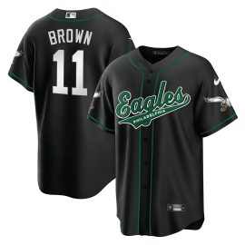 A.J. Brown 11 Philadelphia Eagles Baseball Men Jersey - Black