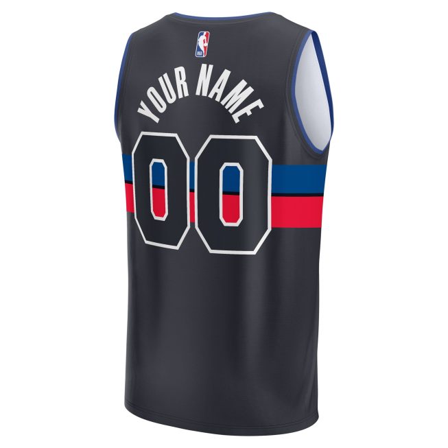 Detroit Pistons Fanatics Fast Break Custom Jersey - Charcoal - Statement Edition - Image 3