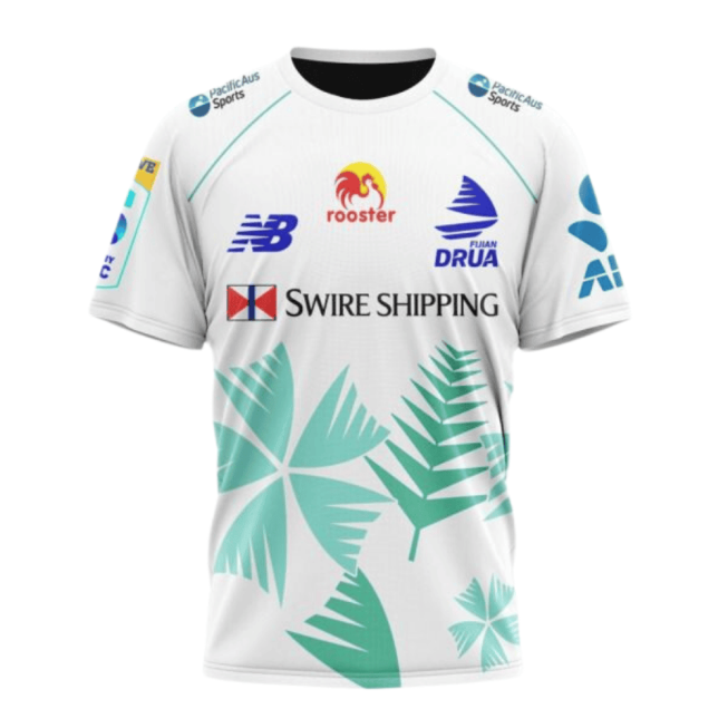 Super Rugby Fijian Drua 2023 Clash Kits Custom AOP T-Shirt - White - Image 2