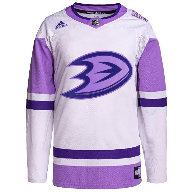 Anaheim Ducks Hockey Fights Cancer Primegreen Authentic Custom Jersey - White/Purple - Image 2