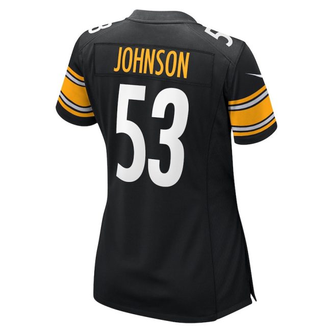 Kyron Johnson 53 Pittsburgh Steelers Game Women Jersey - Black - Image 3