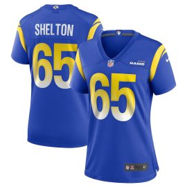 Coleman Shelton 65 Los Angeles Rams Women Game Jersey - Royal