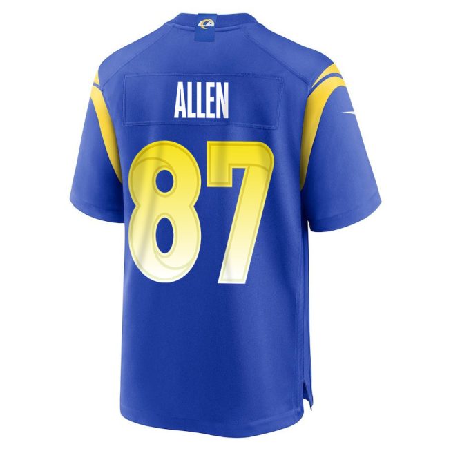 Davis Allen 87 Los Angeles Rams 2023 Playoffs Patch Game Men Jersey - Royal - Image 3