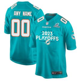 Miami Dolphins Go Fins 2023 Playoffs Game Men Custom Jersey - Aqua