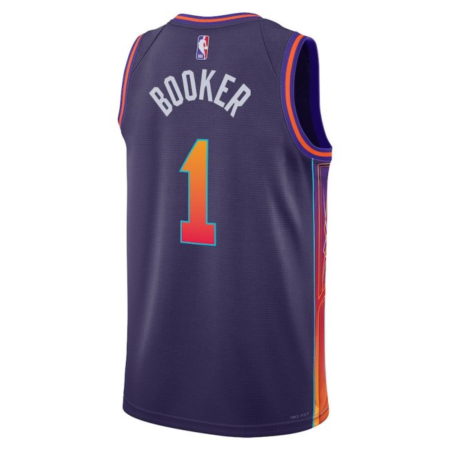 Devin Booker 1 Phoenix Suns 2023/24 City Edition Swingman Jersey - Purple - Image 3