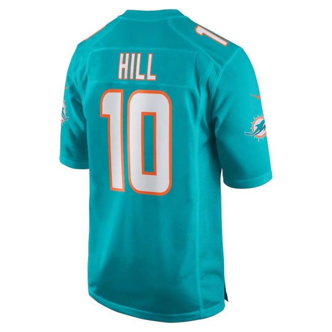 Tyreek Hill 10 Miami Dolphins Cheetah Celebration Game Men Jersey - Aqua - Image 3