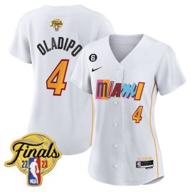 Victor Oladipo 4 Miami Heat 2023 Finals Baseball Women Jersey - City White