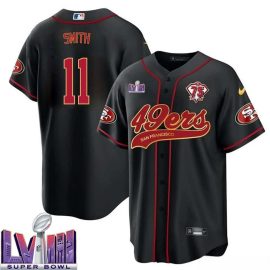Alex Smith 11 Kansas City Chiefs Super Bowl LVIII Baseball Men Jersey - Black