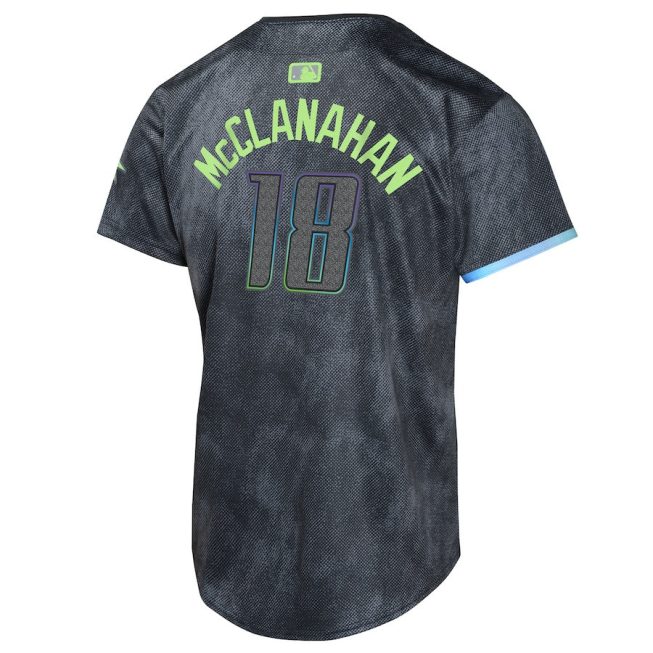 Shane McClanahan 18 Tampa Bay Rays 2024 City Connect Limited YOUTH Jersey - Charcoal - Image 3