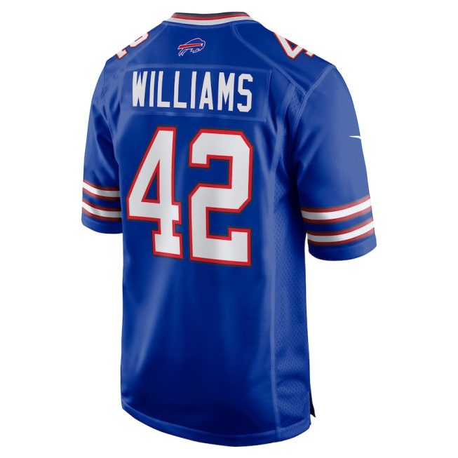 Dorian Williams 42 Buffalo Bills Men Home Game Jersey - Royal - Image 3