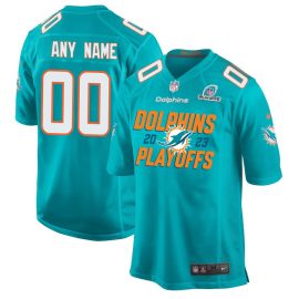 Miami Dolphins 2023 Playoffs Iconic Game Men Custom Jersey - Aqua