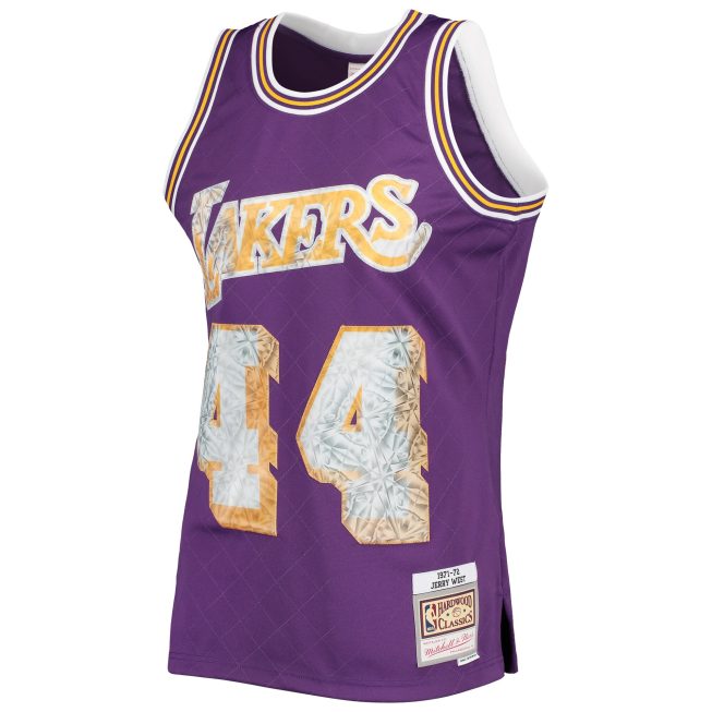 Jerry West Los Angeles Lakers Mitchell & Ness 1971/72 Hardwood Classics 75th Anniversary Diamond Swingman Jersey - Purple - Image 2
