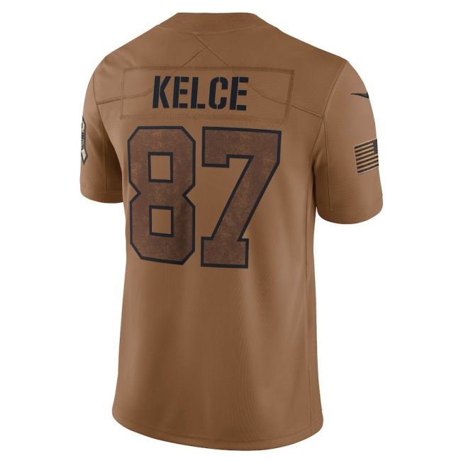 Travis Kelce 87 Kansas City Chiefs 2023 Salute To Service Limited Jersey - Brown - Image 3