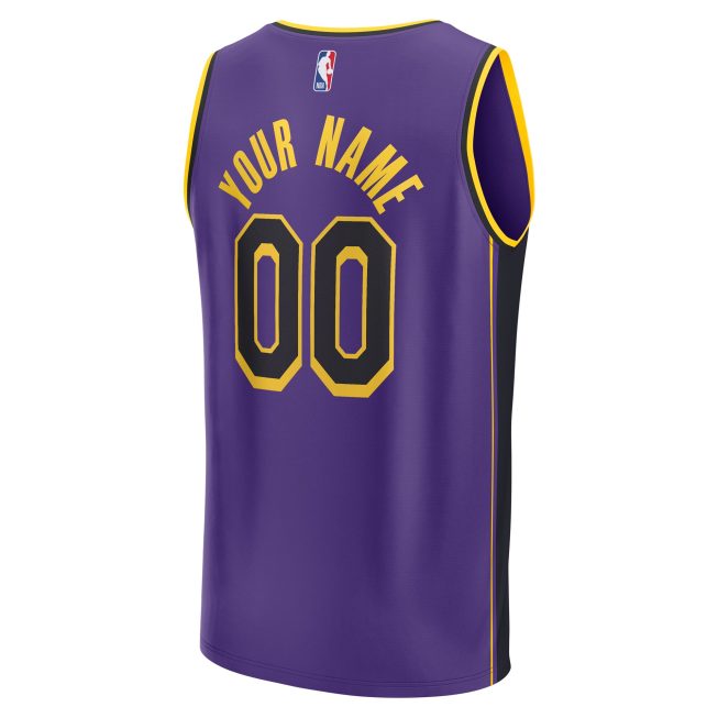 Los Angeles Lakers Fanatics 2022/23 Fast Break Custom Replica Jersey - Purple - Statement Edition - Image 3