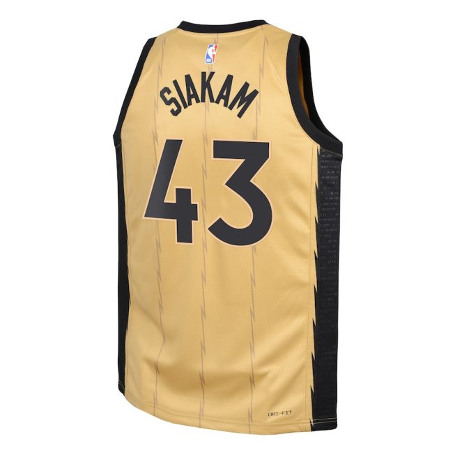 Pascal Siakam 43 Toronto Raptors 2023/24 City Edition Swingman YOUTH Jersey - Gold - Image 3