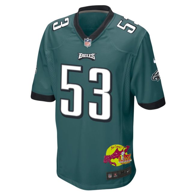 Zack Baun 53 Philadelphia Eagles Super Bowl LIX New Orleans Patch Game Men Jersey - Midnight Green - Image 3