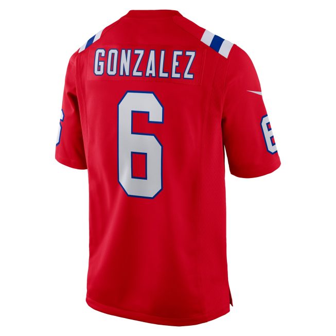 Christian Gonzalez New England Patriots Alternate Team Game Jersey - Red - Image 3