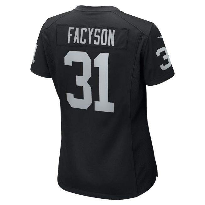 Brandon Facyson 31 Las Vegas Raiders Women Team Game Jersey - Black - Image 3