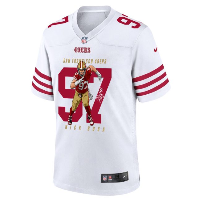 Nick Bosa 97 San Francisco 49ers Run Bosa Run Game Men Jersey - White - Image 2