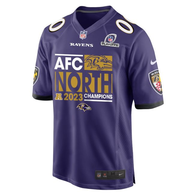 Baltimore Ravens 2023 AFC North Champions Game Men Custom Jersey - Purple - Image 3