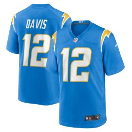 Derius Davis 12 Los Angeles Chargers Men Game Jersey - Powder Blue