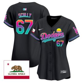 Vin Scully 67 Los Angeles Dodgers 2024 Los Angeles City Style California Republic Patch Women Jersey - Black