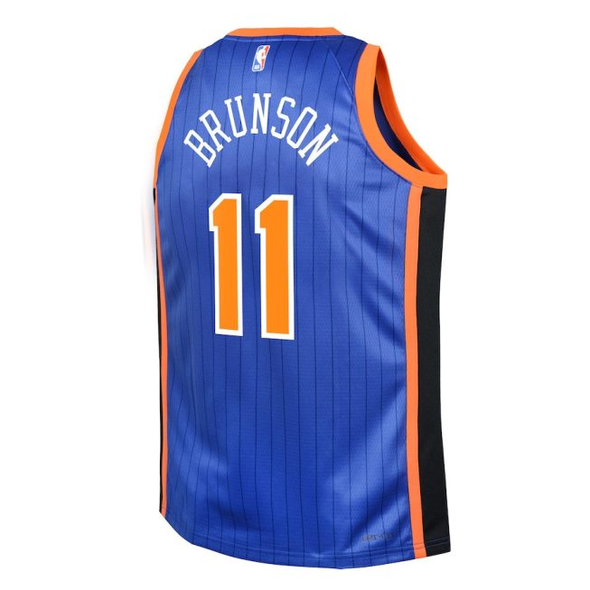 Jalen Brunson 11 New York Knicks 2023/24 City Edition Swingman YOUTH Jersey - Blue - Image 3
