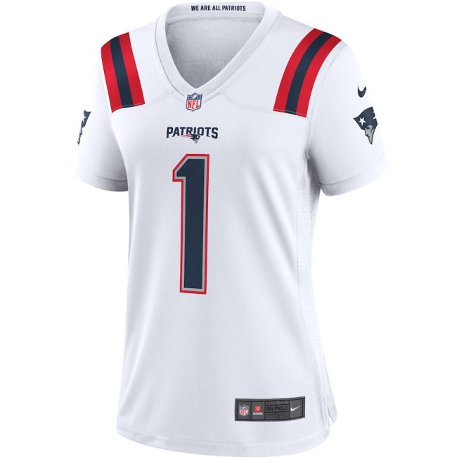 Cam Newton 1 New England Patriots Women Game Jersey - White - Image 2