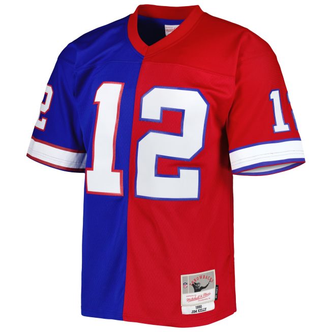 Jim Kelly Buffalo Bills Mitchell & Ness 1990 Split Legacy Replica Jersey - Royal/Red - Image 2