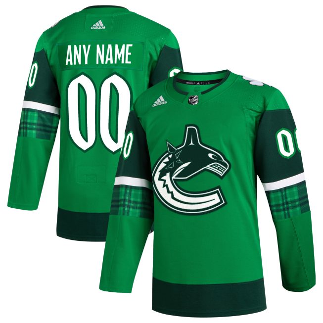 Vancouver Canucks St. Patrick's Day Authentic Custom Jersey - Kelly Green